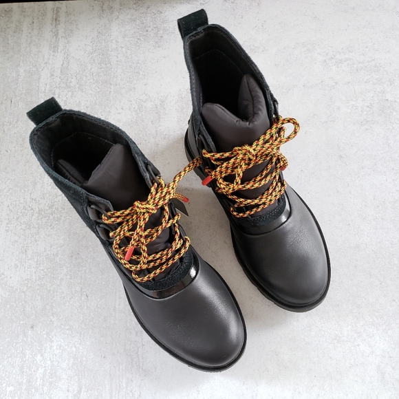 Sorel Black Lennox Street Leather Hiking Boots Winter Snow Lace up SZ 7 - Picture 3 of 6